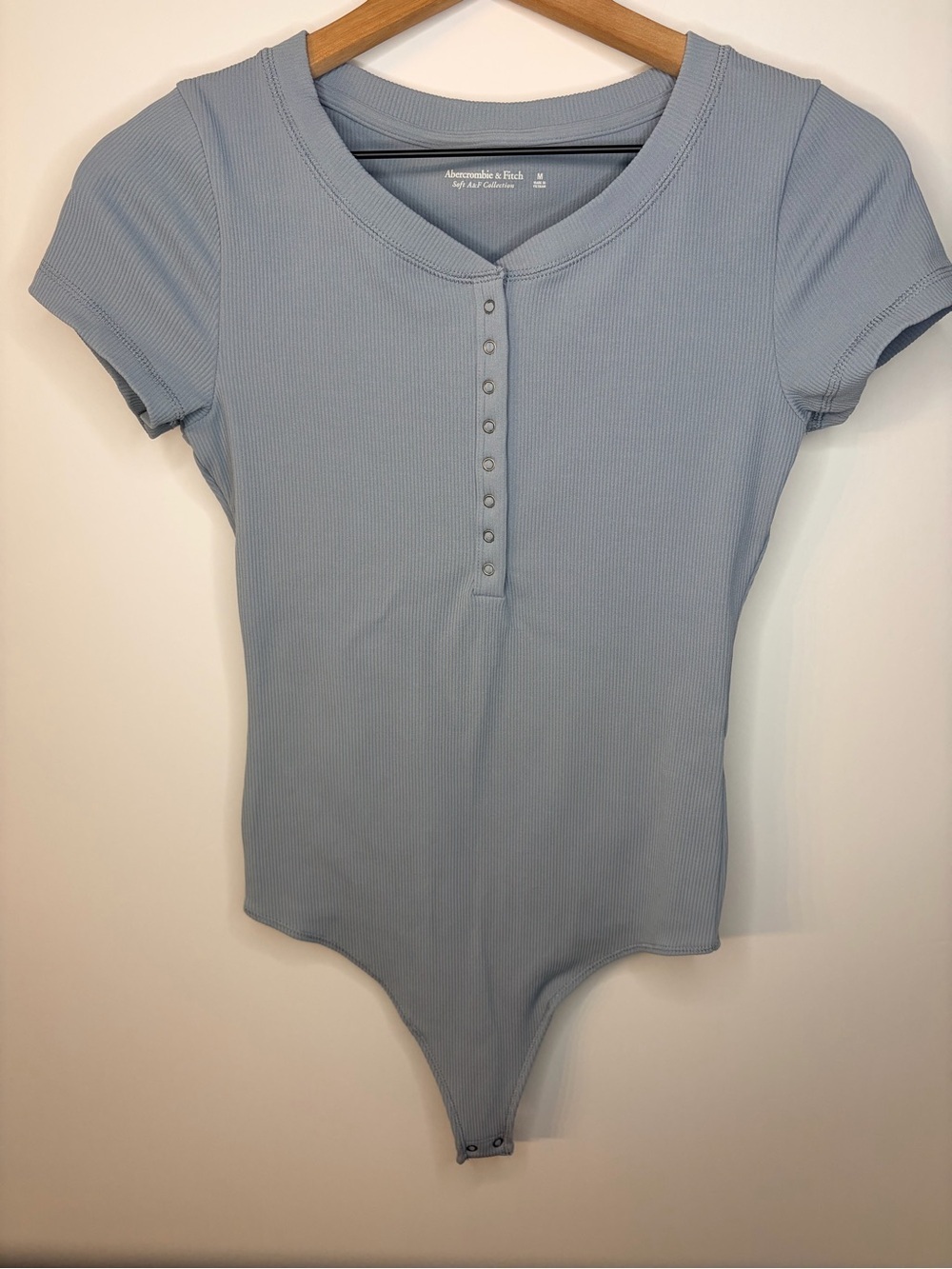 Abercrombie & Fitch Women’s Soft A&F Collection Ribbed Henley Bodysuit, Medium